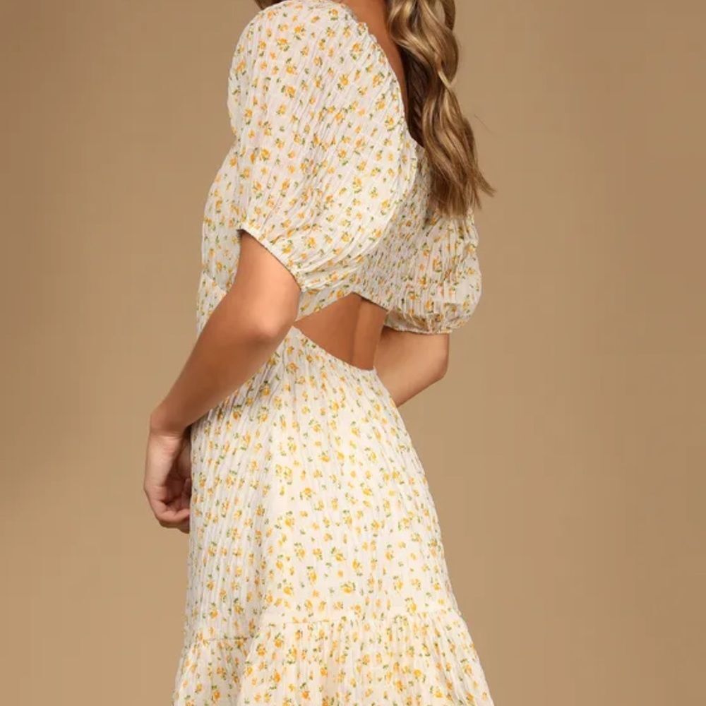 Lulus Flirtatious Fit White Floral Print Puff Sleeve Mini Dress - Picture 7 of 9